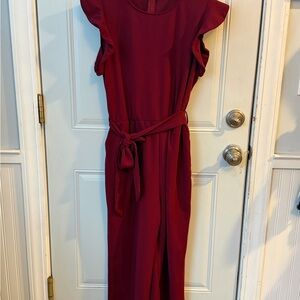 Elegant Burgundy Jumpsuit with Belt